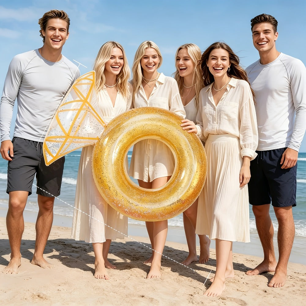 Giant Engagement Ring Pool Float, 49 x 31-Inch Inflatable in Gold, White or Pink for Bridal Pool Parties — image 14