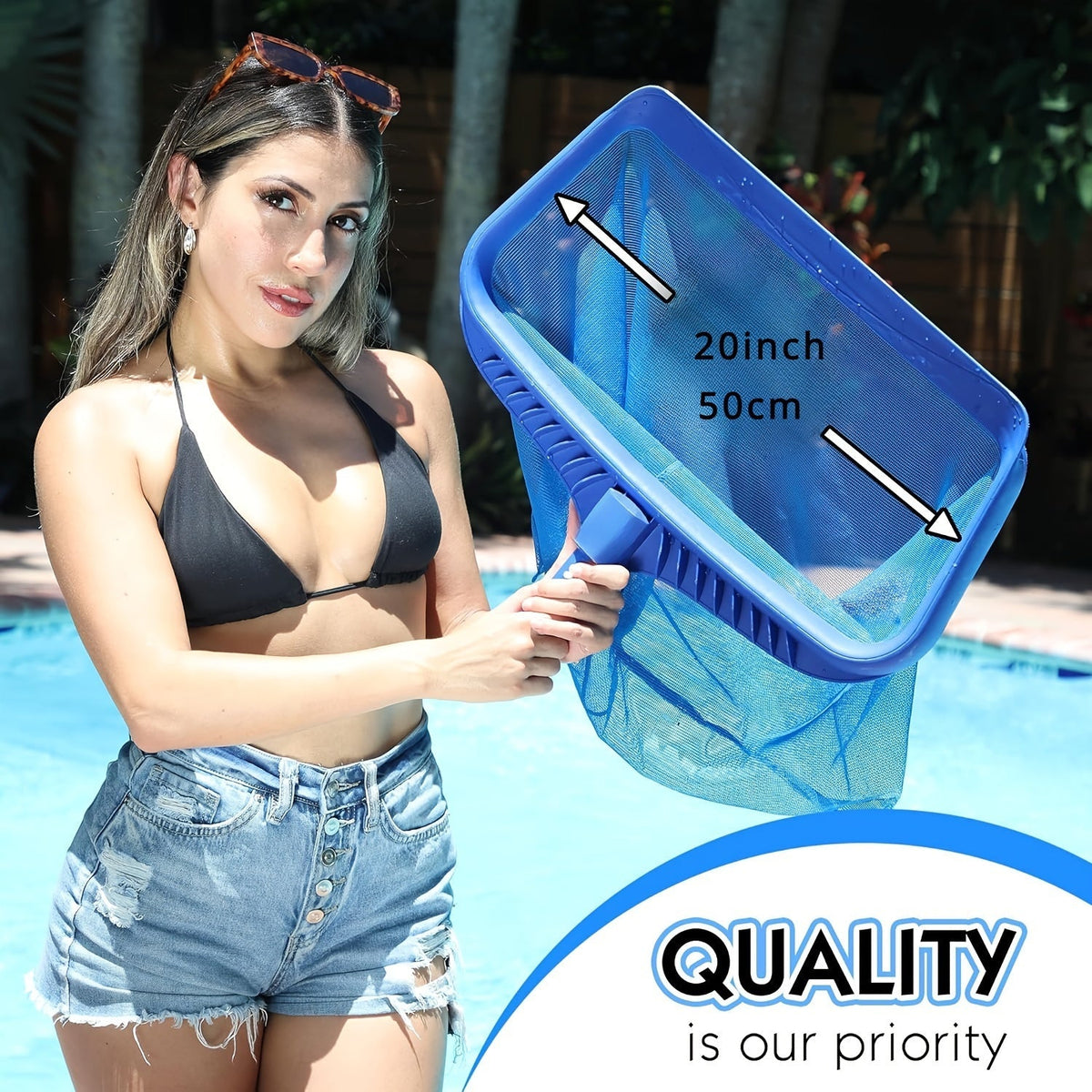 Pool Skimmer Net Fine Mesh | Heavy Duty Leaf Rake Pool Cleaning Tool — image 7