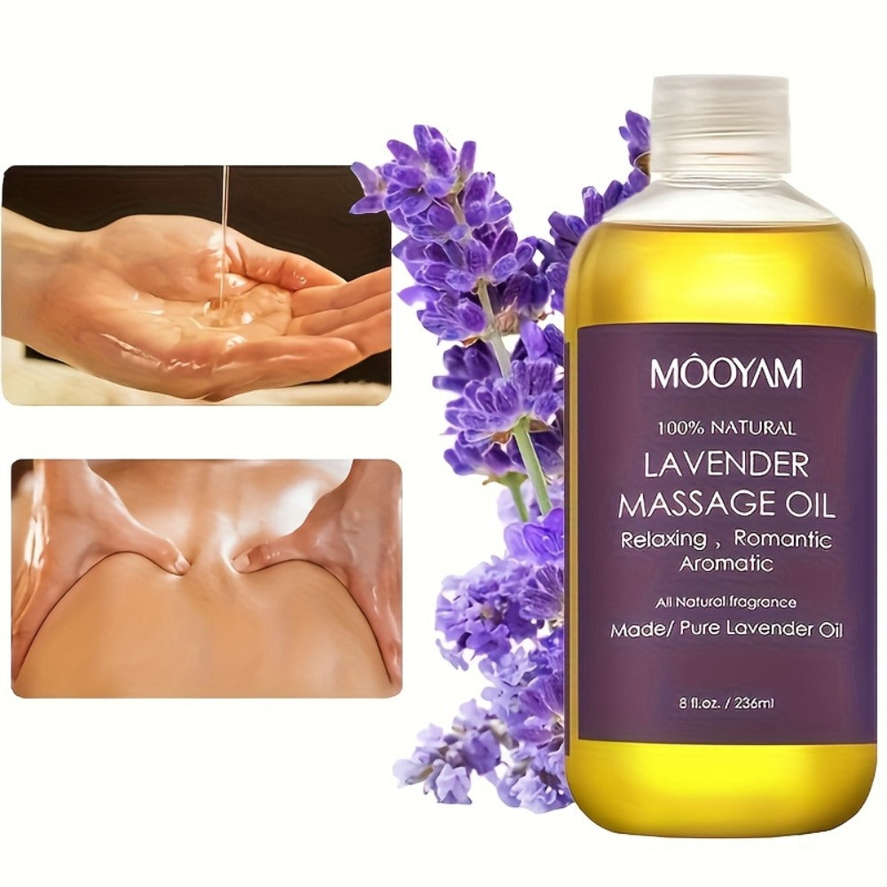 Lavender-Labeled Massage Oil in One or Three 236 ml Bottles with Pour Caps for Body-Care Routines — image 14