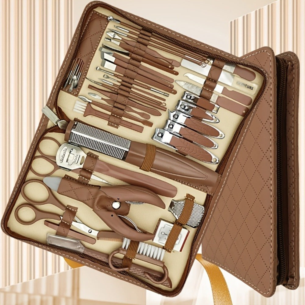 Professional Manicure Pedicure Kit 42 Piece Stainless Steel Nail Set with Portable Travel Case – Nail Scissors Cuticle Nipper