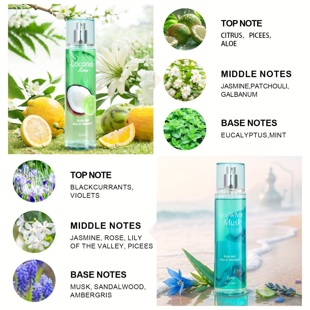 Fragrance Body Mist for Women, Floral, Fruity, Musk & Vanilla Body Spray with Aloe & Vitamin E, 3-8 fl oz — image 25