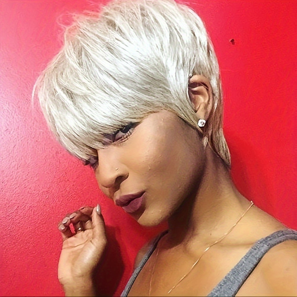 Synthetic Wig 4-Inch Layered Pixie Cut with Bangs in Six Color-Code Options for Cosplay with Model-Specific Color, Length and