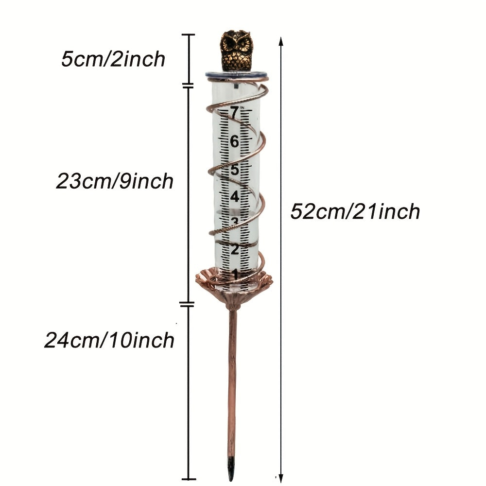 Rain Gauge | Owl Garden Art Metal Frame Outdoor Yard with Cleaning Brush — image 4
