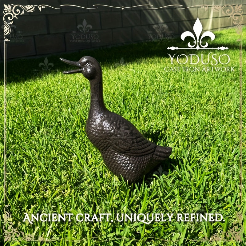 Garden Duck Statue Cast Iron Outdoor Lawn Ornament Rustic Farmhouse Metal Sculpture Mother Duck Ducklings Yard Decor Multiple