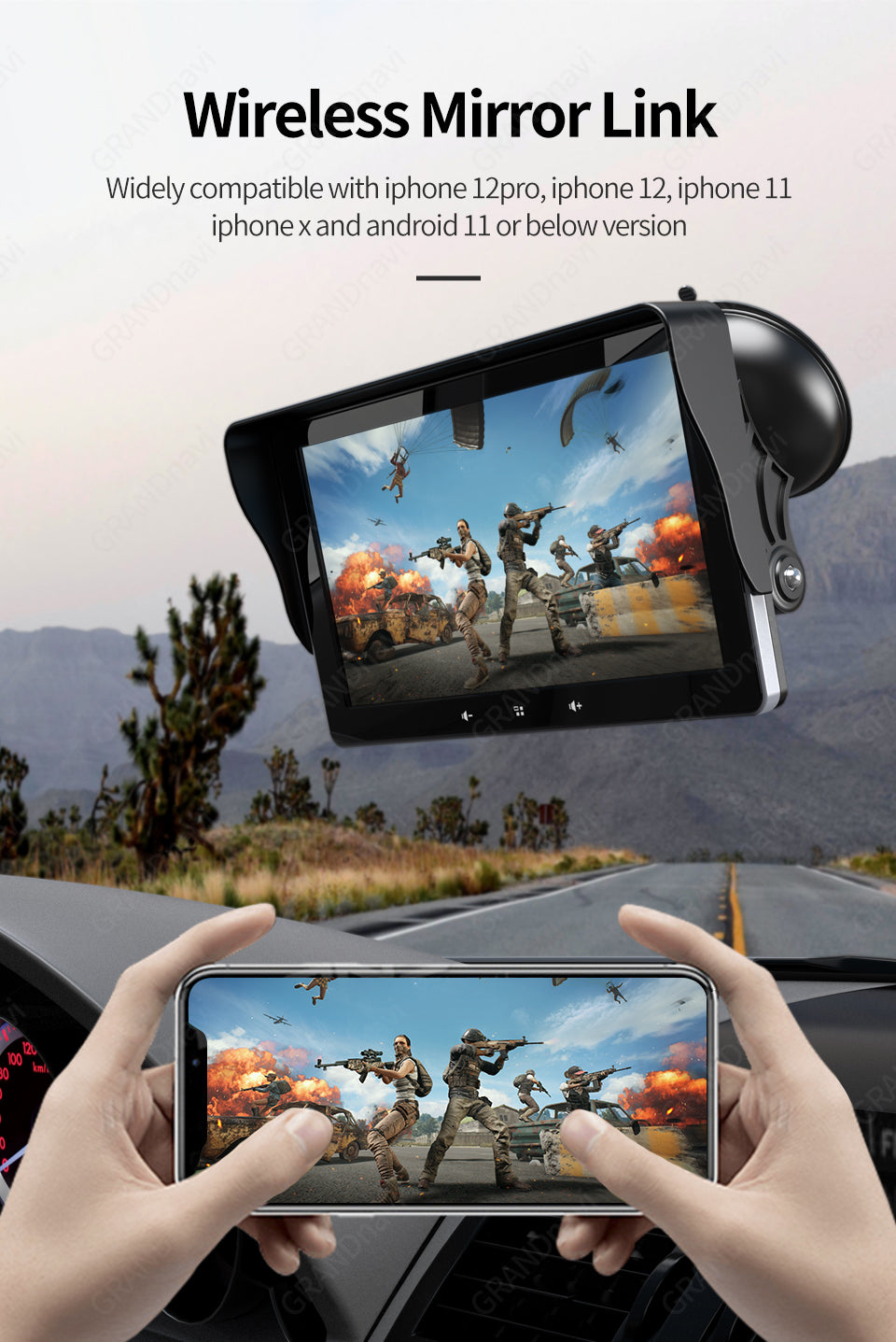 7 Car Wireless CarPlay Display Cigarette Lighter Interface Suction Cup Universal