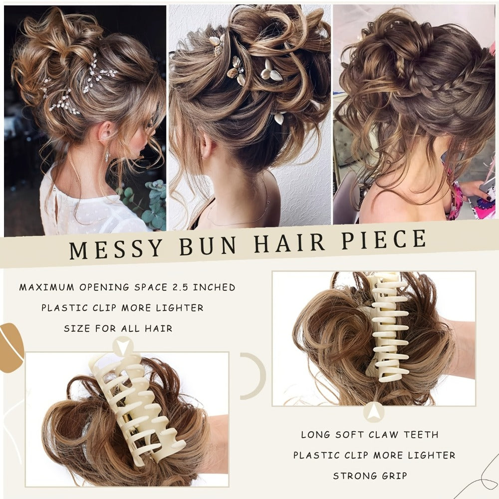 Hair Extensions Curly-Wavy 6-Inch Synthetic Messy Bun with Claw Clip and Seven Color Codes — image 3
