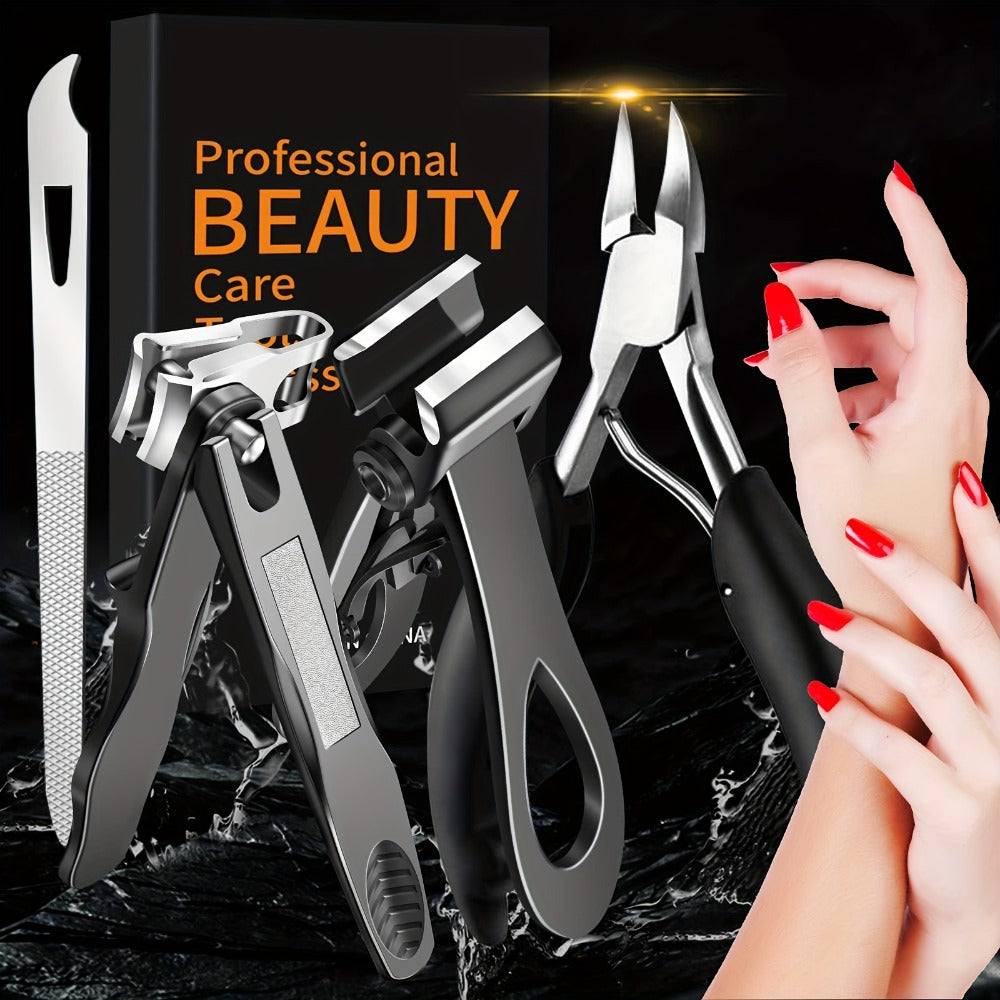 Heavy Duty Toenail Clippers Set 3 Piece for Thick Nails – Wide Jaw Stainless Steel Straight & Angled Nail Clipper with Nail F