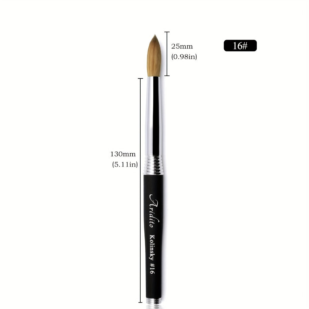 100% Pure Kolinsky Round Head Acrylic Nail Art Brush Black Metal Handle Size 12 14 16 18 – Professional Nail Extension & Acry