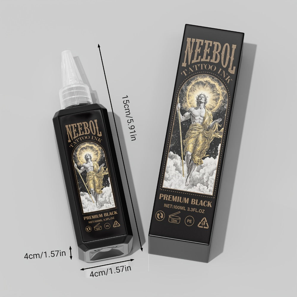 Tattoo Ink Neebol Black 3.38oz 100ml Single Bottle with Black Ink Configuration with Item-Specific Color, Capacity and Bottle