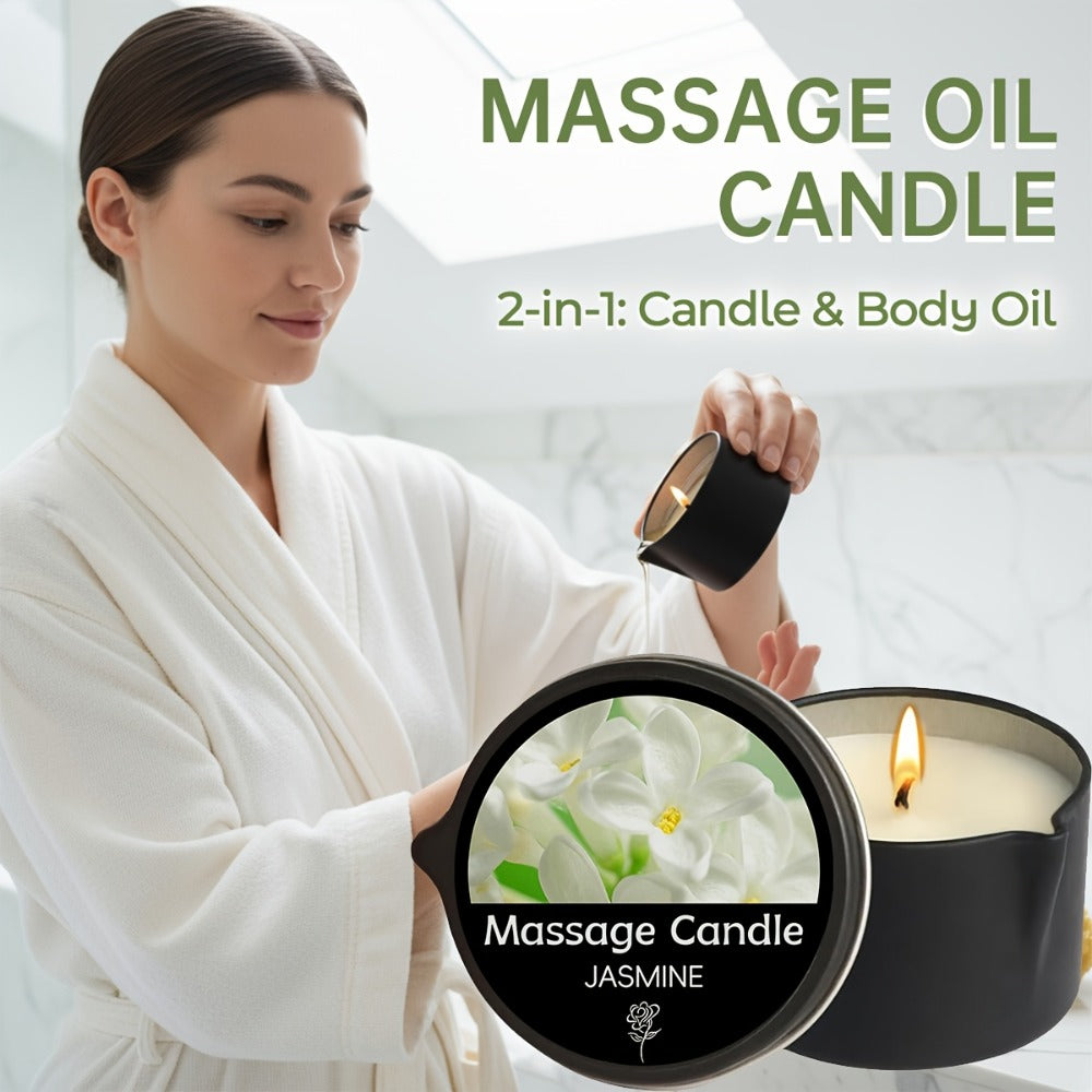 Massage Oil Candle 2-in-1 Soy Wax Scented Candle with Essential Oil – Moisturizing Warm Body Lotion for Spa Pedicure Relaxati