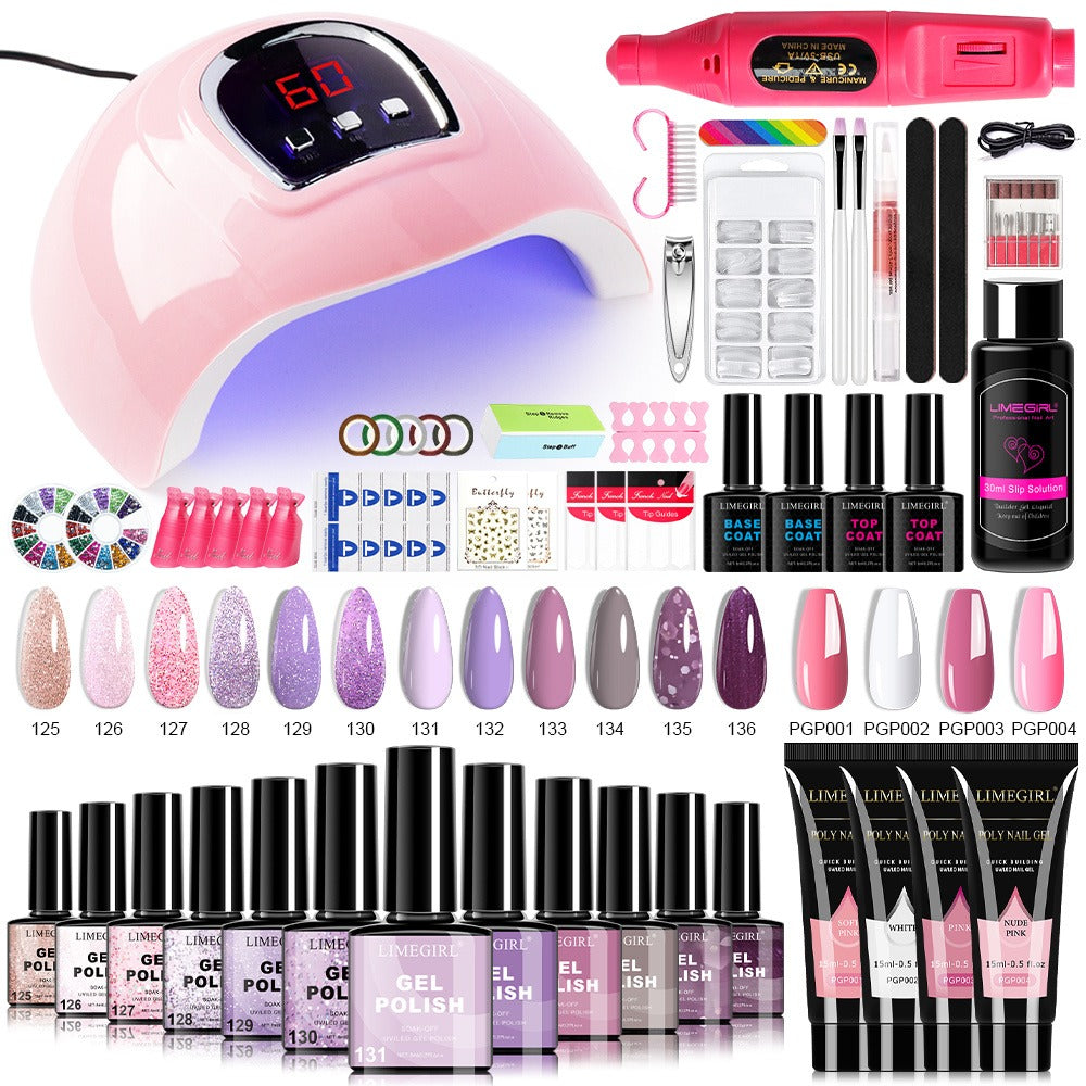 Gel Nail Polish Kit with UV Lamp & Electric Nail Drill – 12 Colors Gel Polish Set, Poly Extension Gel, Top & — image 1