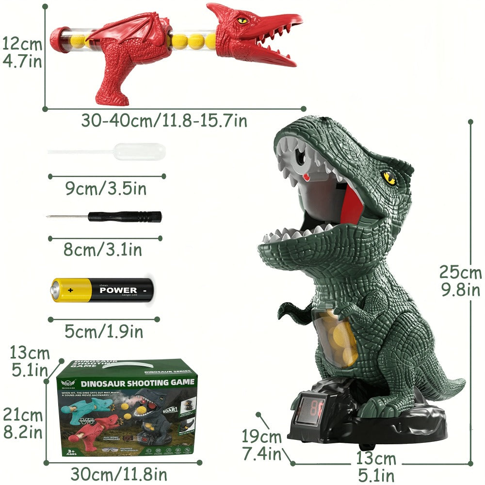 Dinosaur Shooting Toy Set for Kids, Air Pump Foam Bullet Blaster with Moving Dinosaur Targets, Twin Pistol — image 8