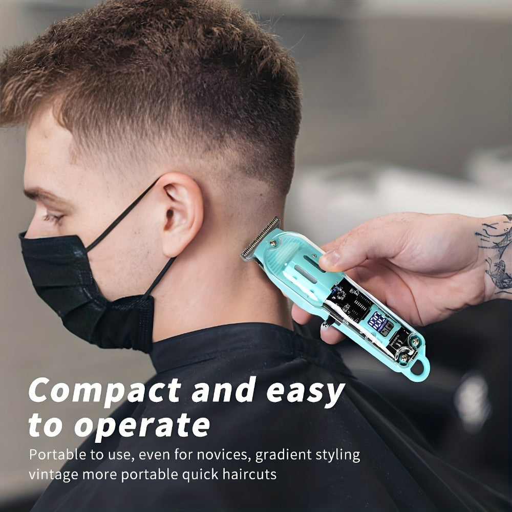 LED Hair Clipper for Men – USB-C Rechargeable Cordless Beard Trimmer with LED Display & 4 Guide Combs, Barber-Grade Home Hair