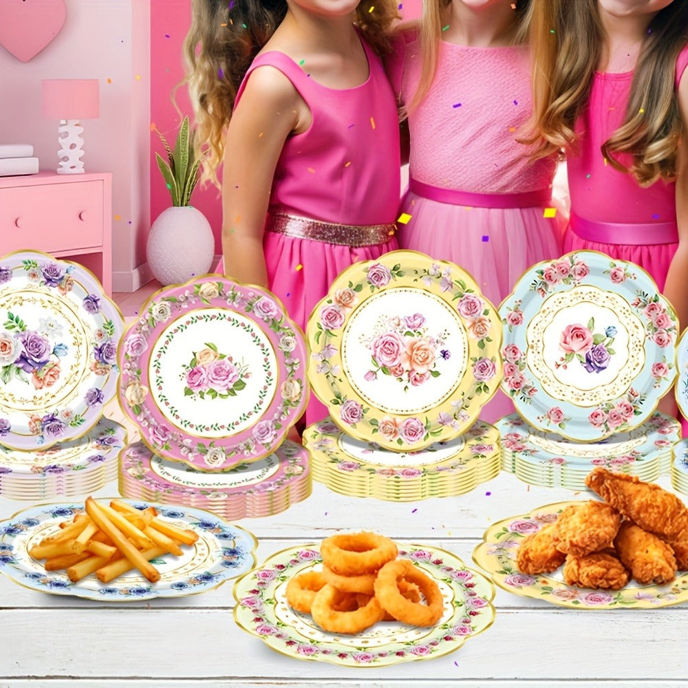 Floral Paper Plate Party Supplies Pack with 48 Botanical-Print Plates in Six Coordinated Designs — image 7