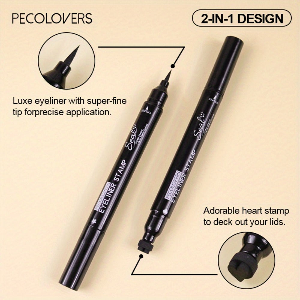 Winged Eyeliner Stamp Pen Set Double-Ended 8 Wing Styles Waterproof Quick-Dry Liquid Liner, for Makeup, Travel and Everyday V