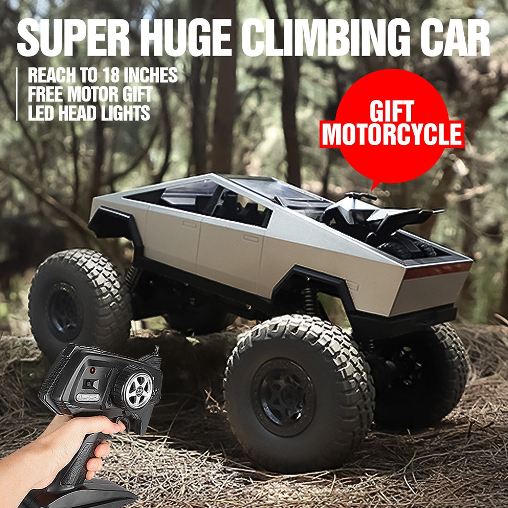 Giant 18 Inch RC Monster Truck with Free Bonus Mini RC Motorcycle, 4WD Powerful Climbing Shockproof Remote Control Pickup Tru