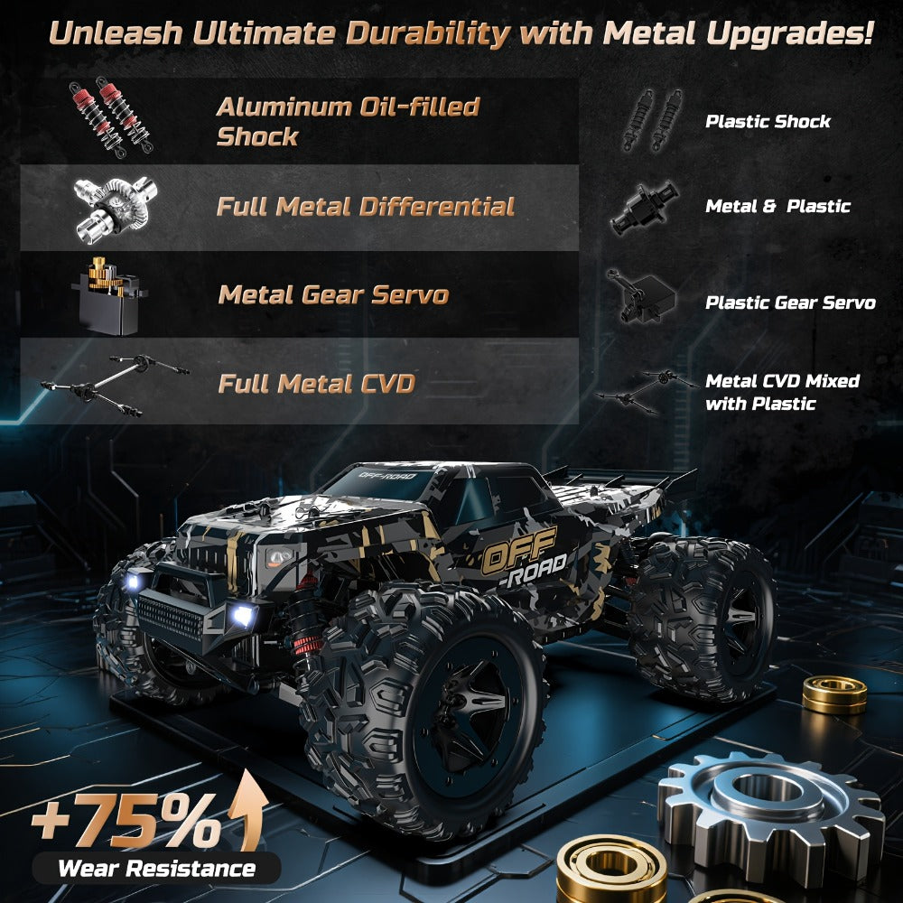 Remote Control Car, DEERC 1:16 4WD Off-Road Truck with 42 km/h Label, Dual 1500mAh Batteries and LED Lights — image 4