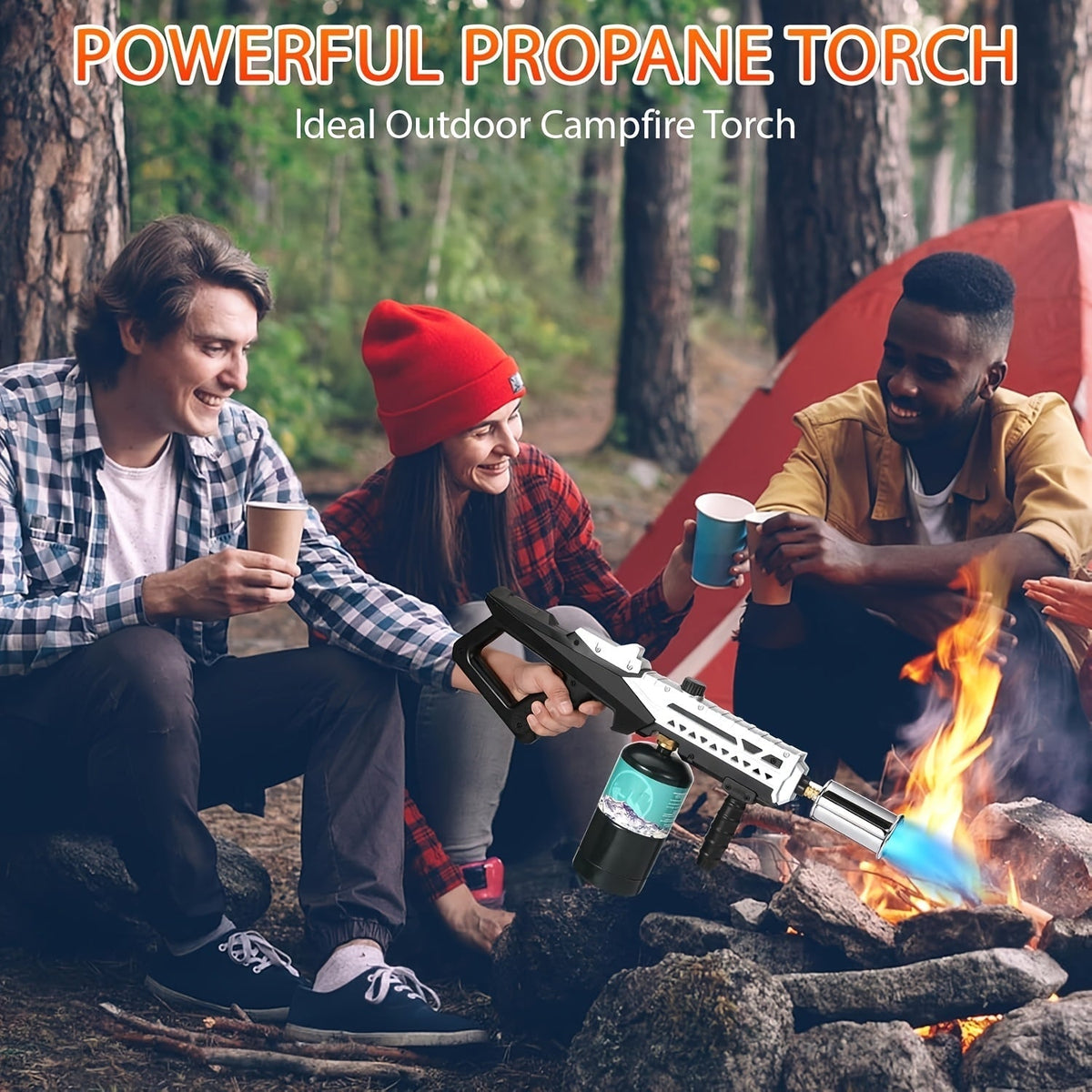 Long-Handle Propane Grill Torch with Adjustable Flame, Trigger Ignition and Silver-Black Finish — image 3