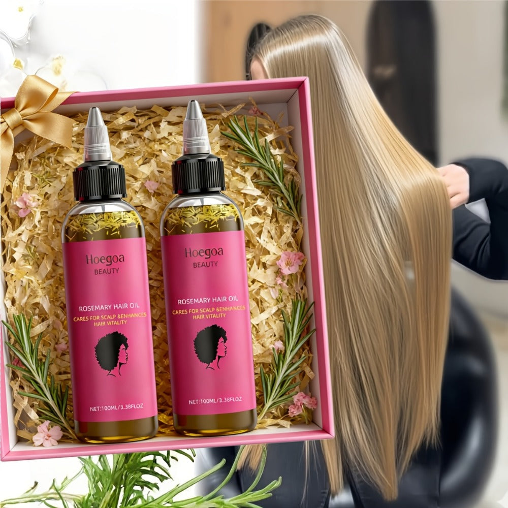 Hair Oil Hoegoa Rosemary Two-Bottle 100ml Gift Set with Pointed Applicators for Hair and Scalp Application — image 1