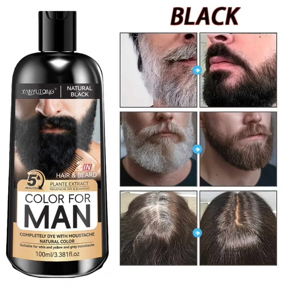 Hair Dye Shampoo, YANYUTONG Men's Beard and Hair Bottle in Black, Brown or Chestnut Brown Options — image 8