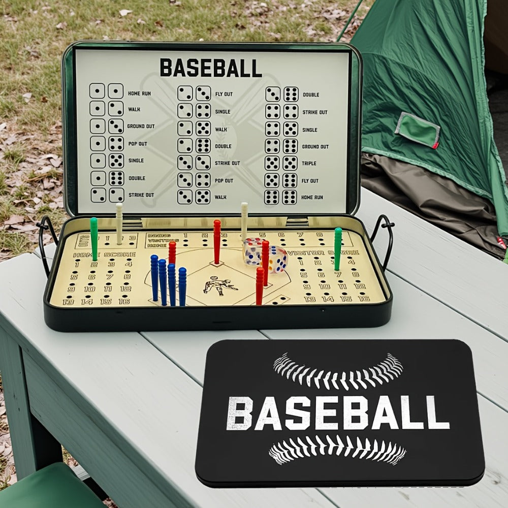 Sports Travel Board Game Set – Portable Wooden Baseball Softball Football Finger Dice Tabletop Game for Family Game Night — i