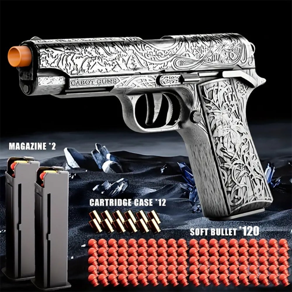 Bullet Toy Gun Pistol with 120 Bullets 12 Shells & 2 Magazines, Hollow Hanging Foam Blaster for Kids Boys Girls Ages 6+ — ima