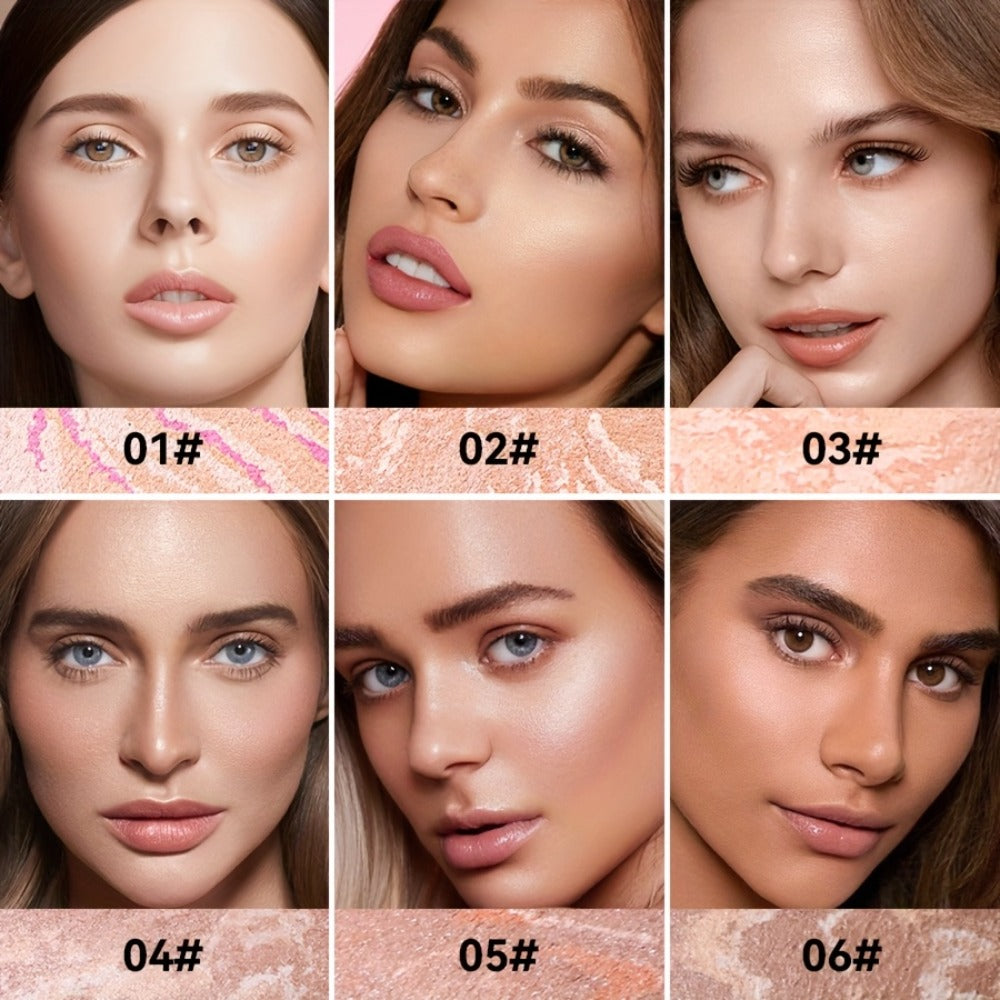 Marbled Pressed Powder Foundation Compact with Mirror in Six Shade Labels from Rose to Sand — image 10
