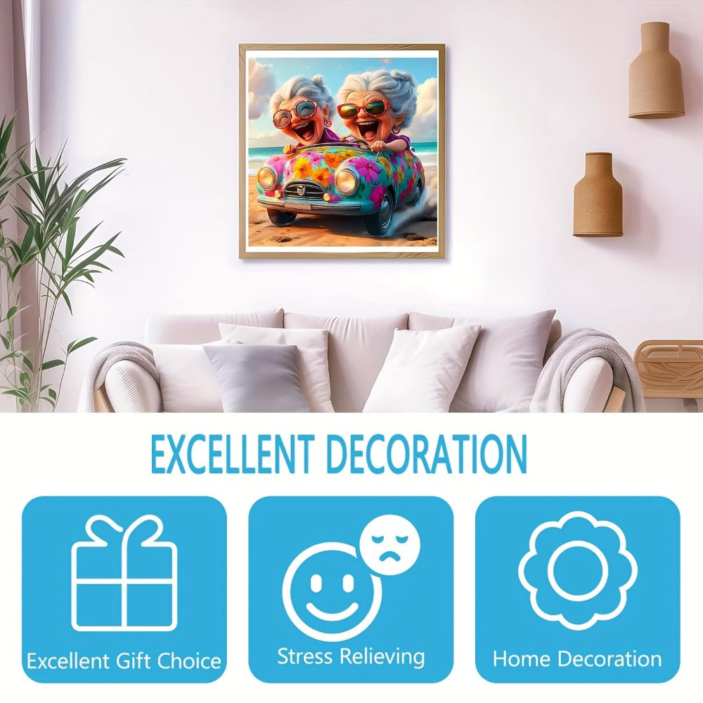 Happy Old Lady Wooden Jigsaw Puzzle with Irregular Pieces and 5.7 or 11.2 Inch Checkout Size Options — image 4