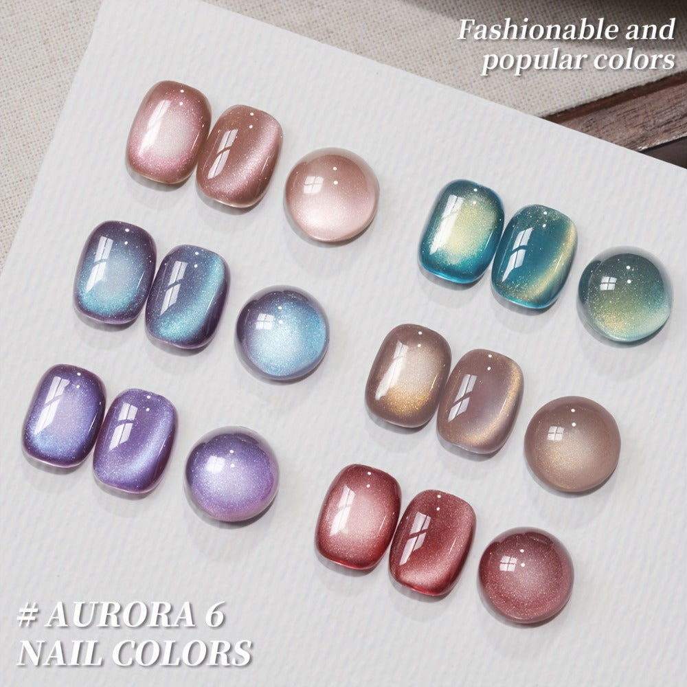 Gel Nail Polish 6-Color Magnetic Cat-Eye Sets in Aurora, Dopamine or Bubble-Summer Collections — image 9