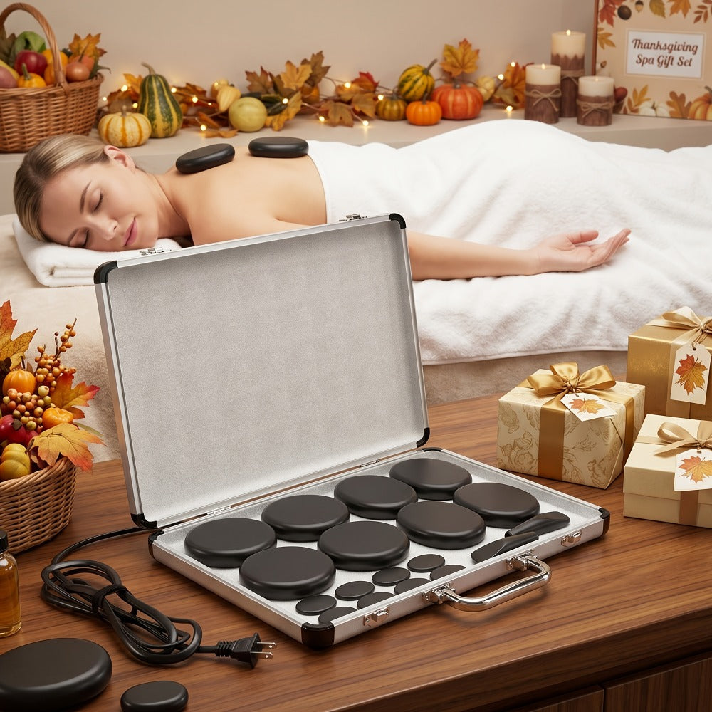 18-Piece Basalt Hot Stone Massage Set with Warmer, 4 Sizes for Full Body Deep Relaxation, Professional — image 5