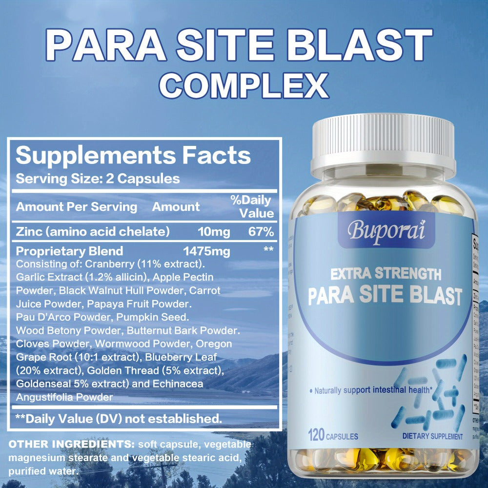 Herbal Supplements with Buporai Label, Black Walnut Wormwood Garlic and Cranberry Capsules, 120 Count — image 2