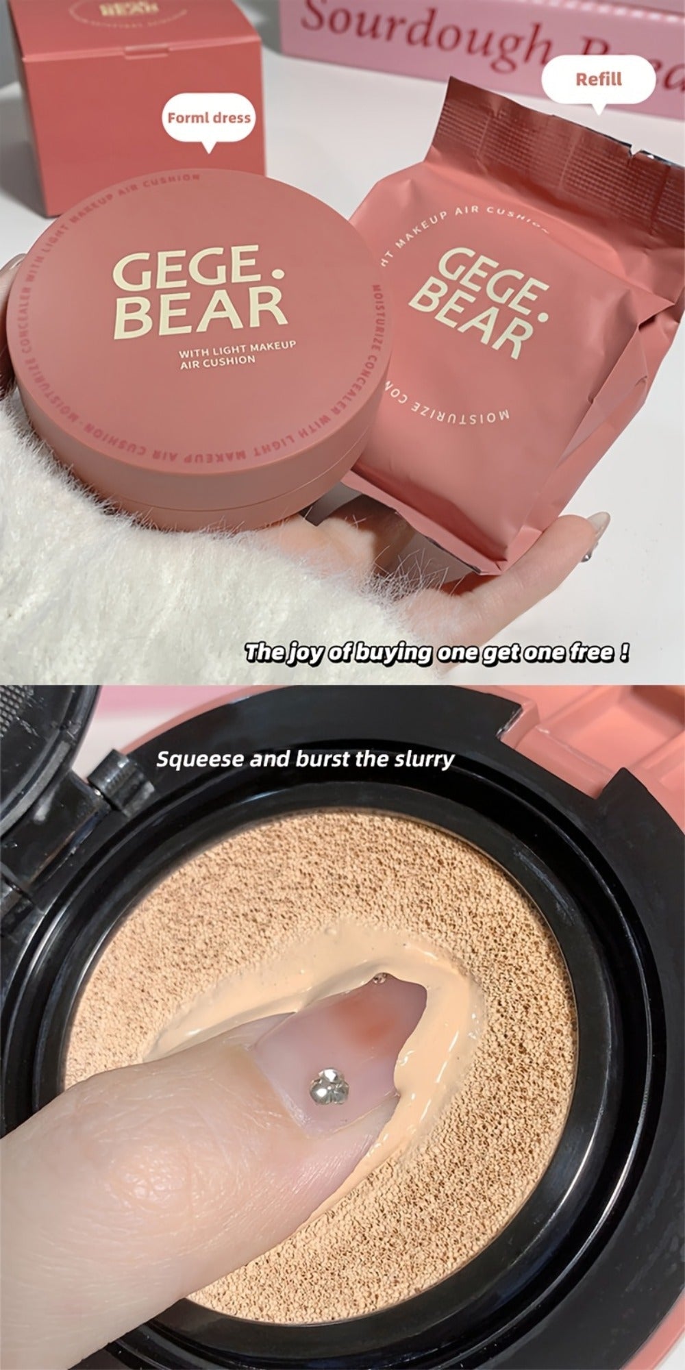 Oil Control Cushion BB Foundation with Replacement Core, Waterproof Sweatproof Invisible Pore Coverage — image 12