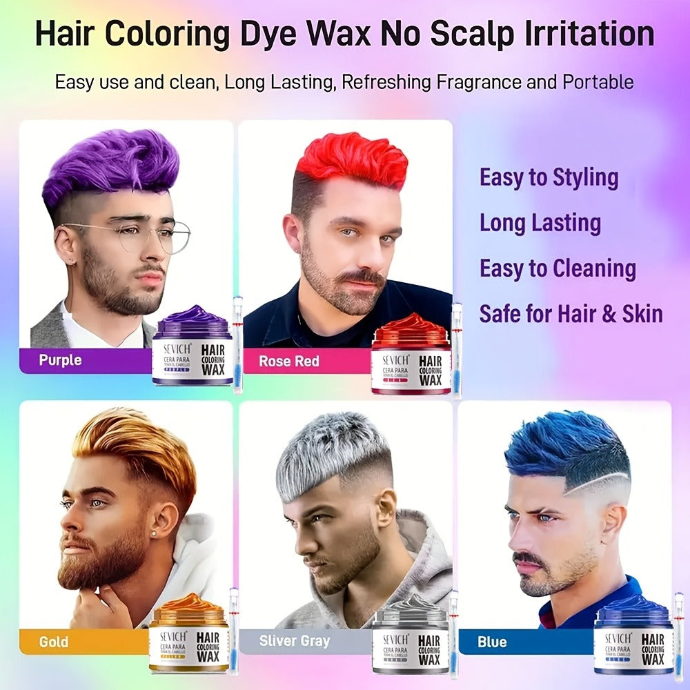 Instant Color Hair Wax 10 Shades – Temporary Hair Dye Wax Strong Hold Styling for Parties, Cosplay, Festivals & Halloween, Ea