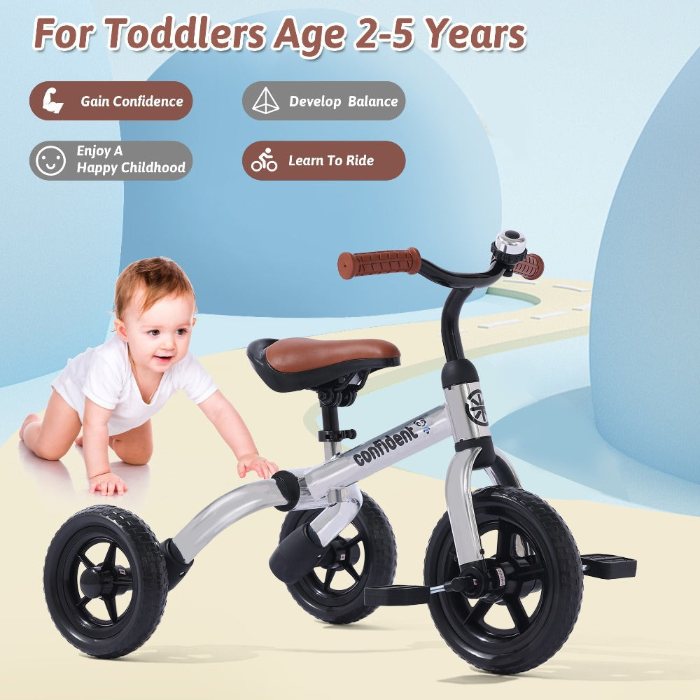 3-in-1 Kids Tricycle Balance Bike Carbon Steel Frame EVA Wheels Foldable with the Listed Color, Size or Set Options for Every