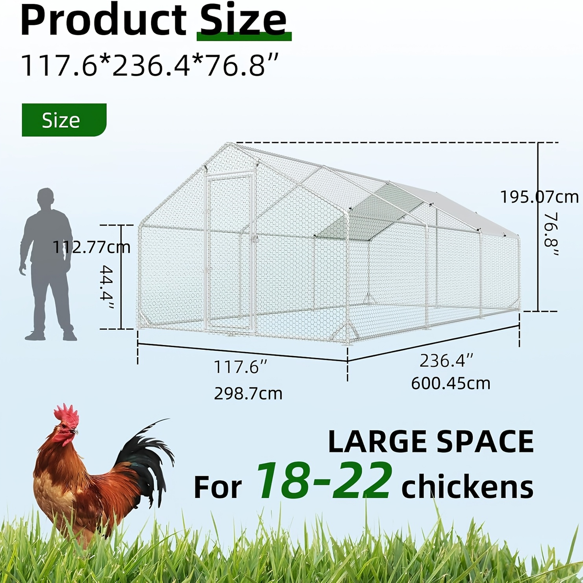 Metal Chicken Run Walk-in Poultry Enclosure with UV Protection - Dome Flat & Spire Roof Styles — image 19