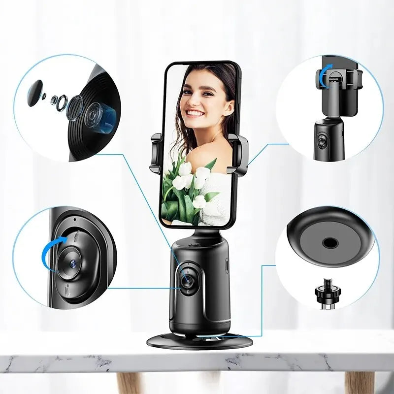 360° AI Face Tracking Gimbal - Smart Auto Phone Holder for Video, Vlog & Live Streaming