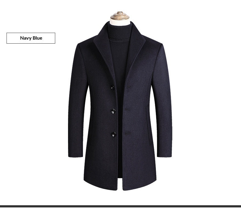 Middle-aged Men's Coat Stand-up Collar Woolen Coat