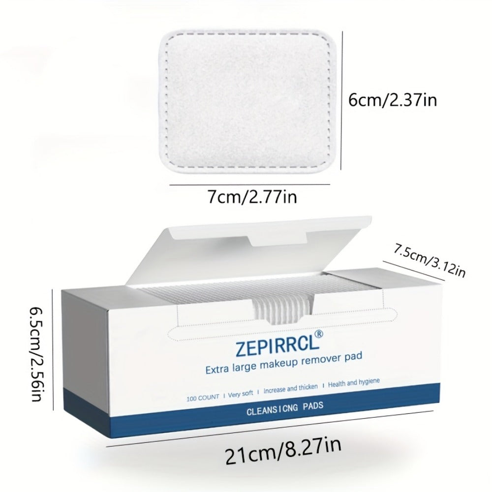 Disposable Square Cleansing Pads 200pcs (2 Boxes x 100) Extra Thick Soft Wet & Dry Facial Pads for Daily Skincare Makeup Remo