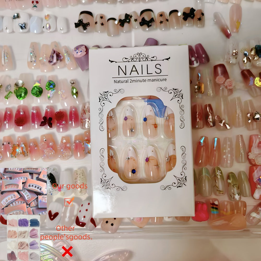 Press On Nails 96-Piece Long Full-Cover Set with Random Assorted Glossy Designs and Multi-Pack Options — image 1