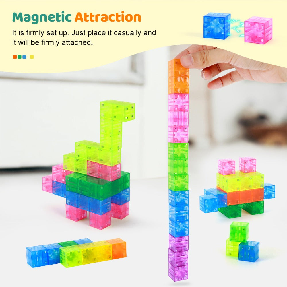 Magnetic Building Blocks with 100pcs Colorful Transparent Cube Construction Set — image 6