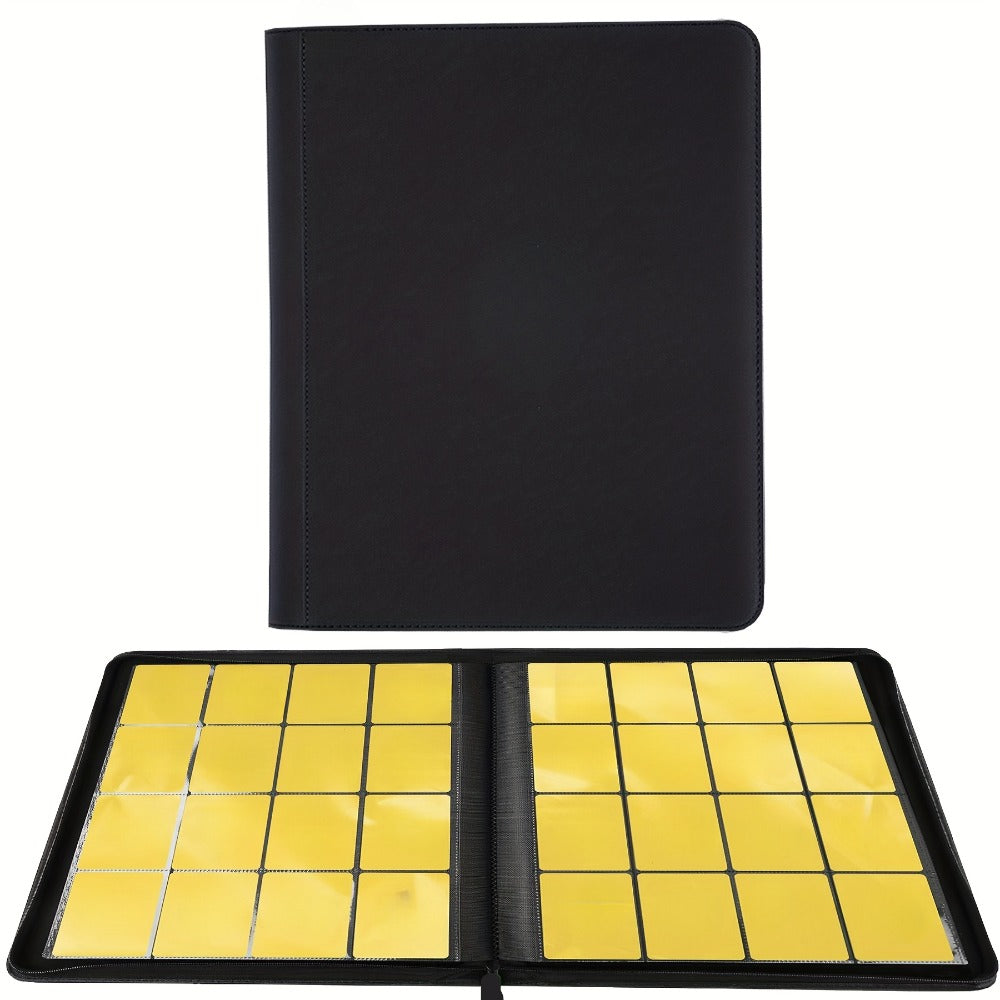 Trading Card Binder Ringless 16 Pocket – Double-Sided Side-Loading Zipper Card Album for Pokemon MTG TCG Sports Cards K-pop P