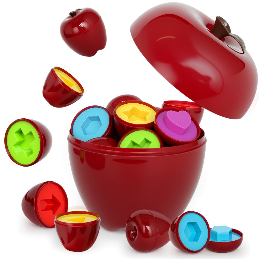 Apple Shape Sorter Toy for Toddlers Ages 10M-3 Years, Geometric Color Sorting Matching Game — image 5