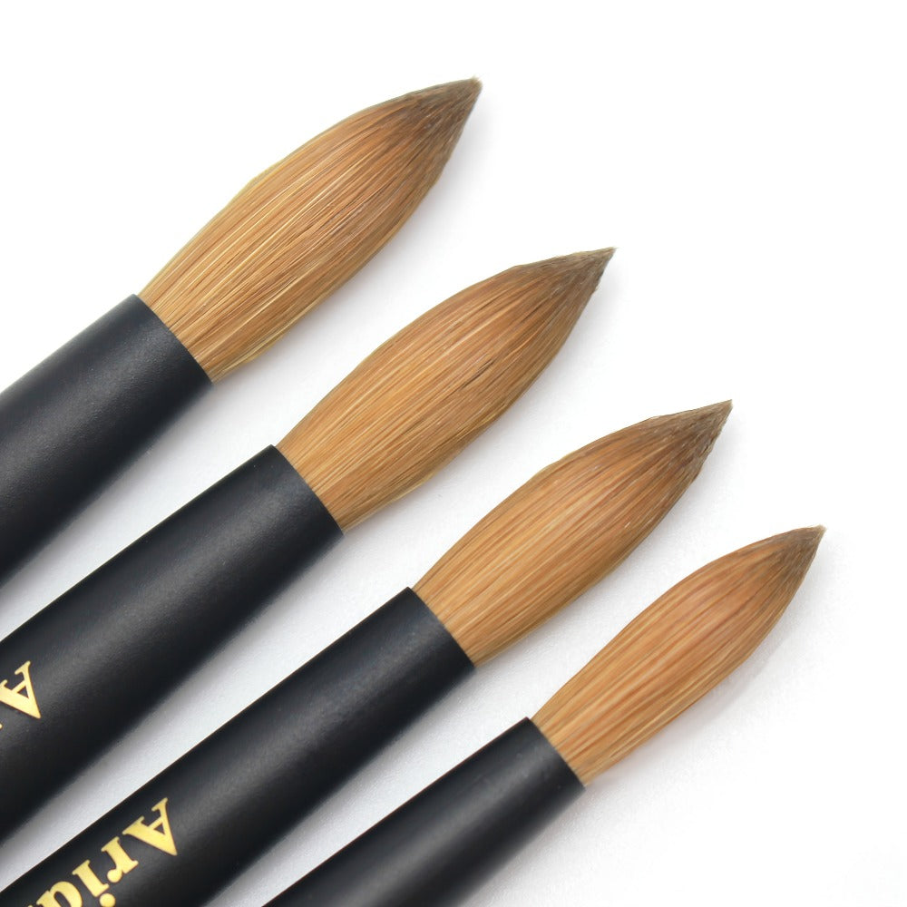 Kolinsky Nail Brush Round Head for Acrylic Extensions – Professional Black Wooden Handle Nail Art Brush with Genuine Kolinsky