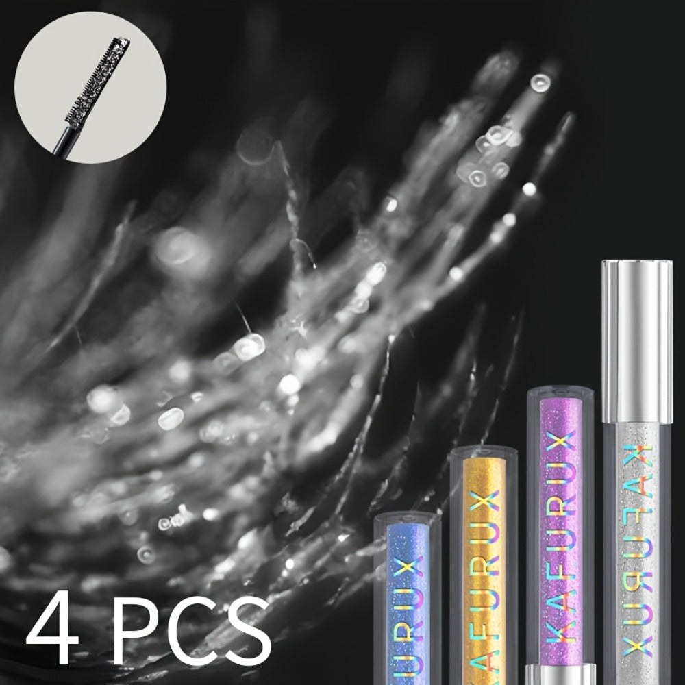Colored Mascara Set 4pcs for Women – Vibrant Silver Blue Yellow Purple Curling Long-Lasting Formula, Highly Pigmented Bold Ey