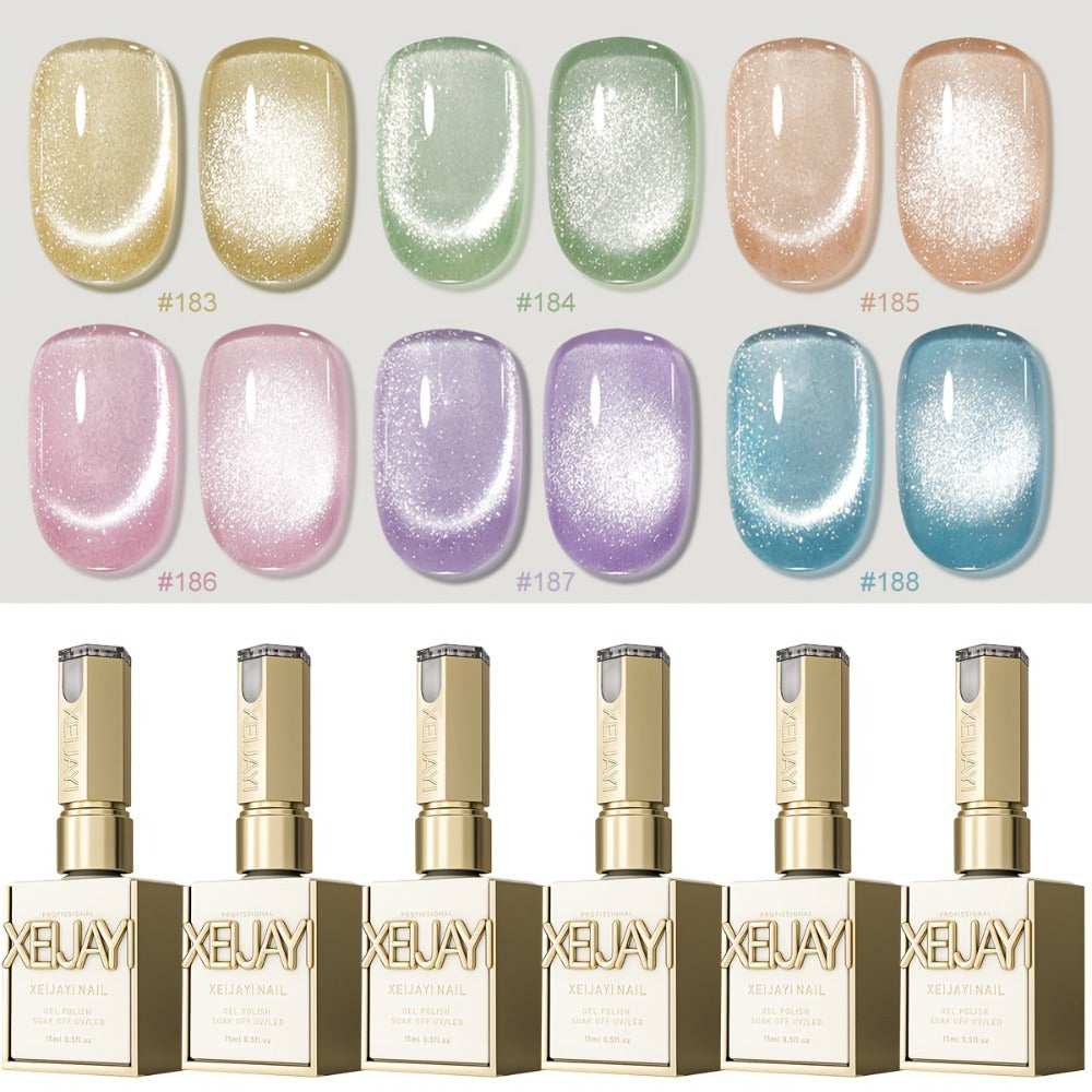 Gel Nail Polish 6-Color Magnetic Cat-Eye Sets in Aurora, Dopamine or Bubble-Summer Collections — image 7