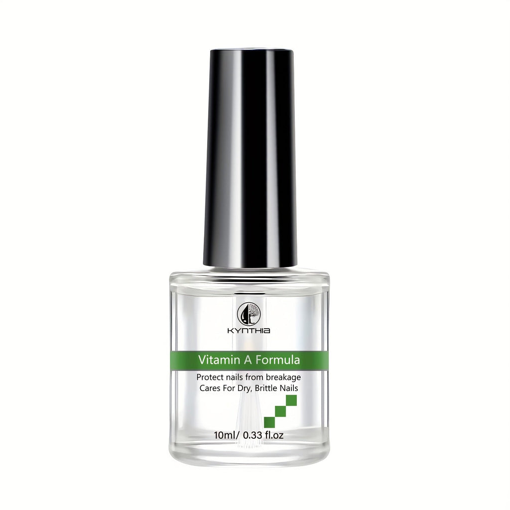 Clear 10 ml Nail Care Bottle with Black Cap, Green Vitamin A Label and Attached Brush Applicator — image 9