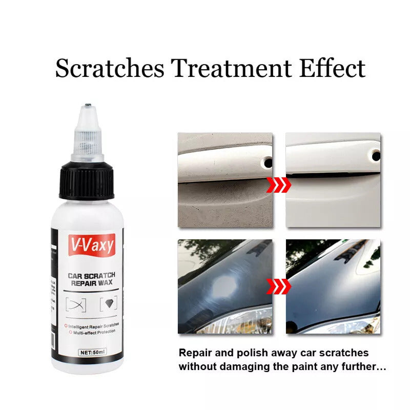 Car Scratch Repair Wax by V-Vaxy, Three 50ml Bottles with Three Sponges and Three Towels for Paint Application — image 3