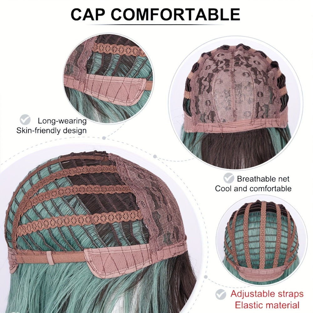 Synthetic Wig 16-Inch Straight Ombre Bob with Bangs, 150% Density and Rose Net Cap for Festivals — image 7