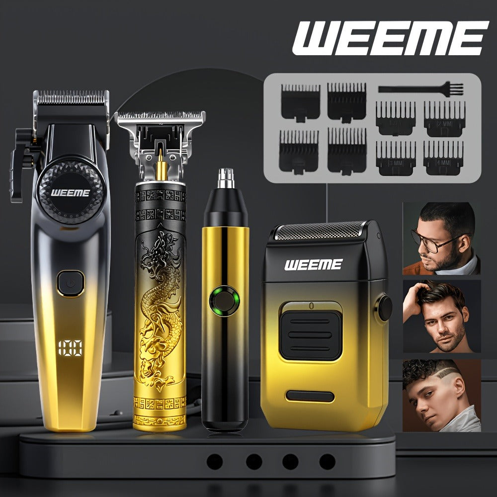 4-Piece Grooming Kit for Men USB Rechargeable Electric Shaver Beard Trimmer Nose Hair, for Everyday Face, Beard and Body Groo