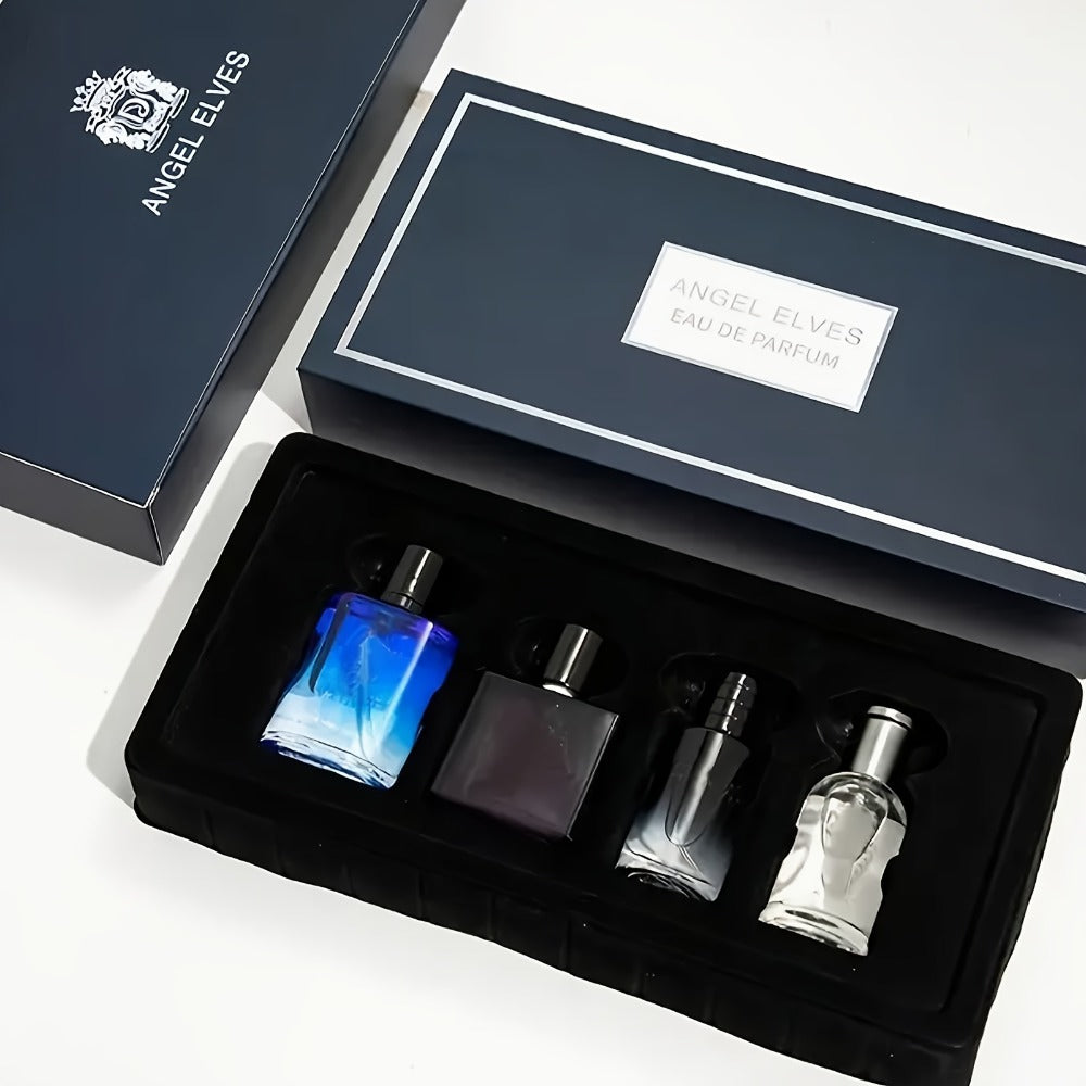 Four-Piece Boxed Fragrance Spray Set with Blue, Clear and Purple Gradient Bottle Presentation — image 4